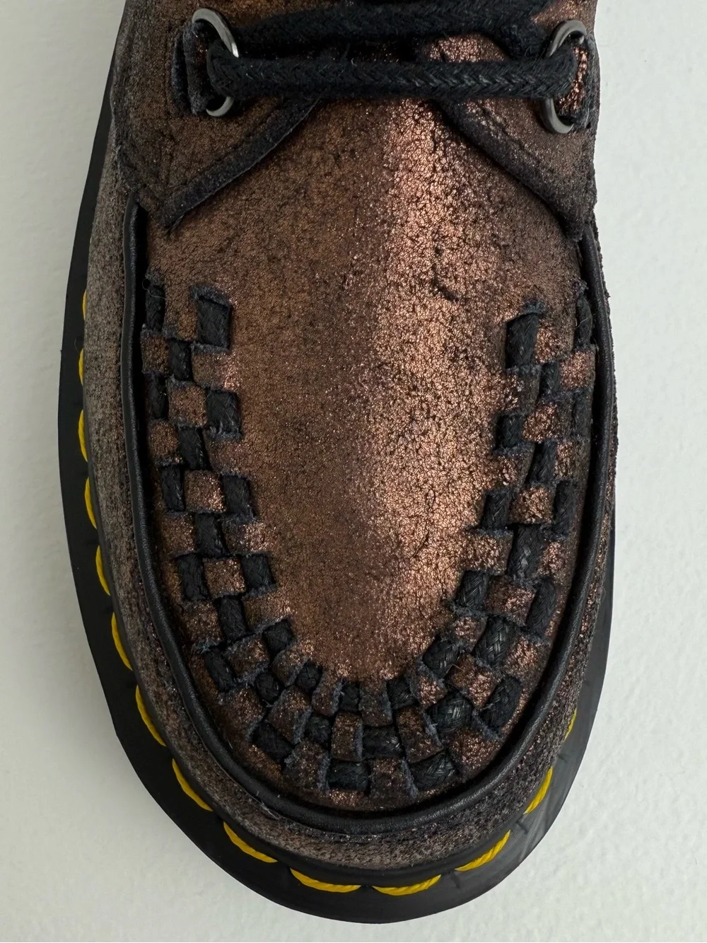 Dr. Martens Ashley Platform Metallic Leather Quad Retro Creeper Oxfords UK 4